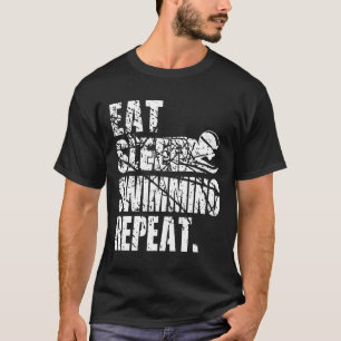 Eet Slaap Zwemmen Herhaal Zwemminnaar Grappig cade T-shirt