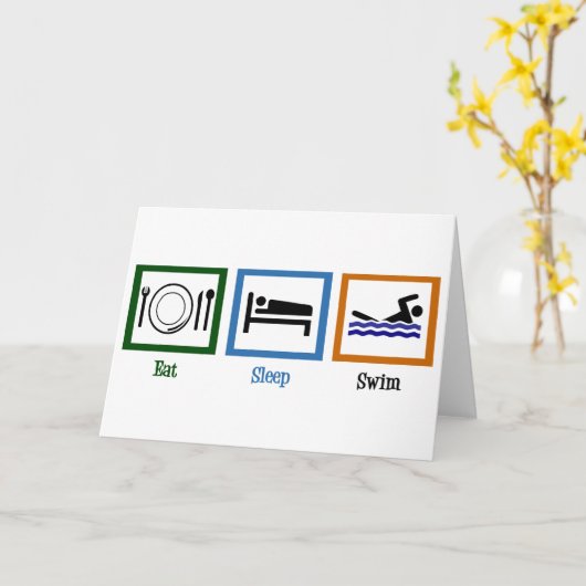 Eet Slaap zwemmen Kaart (Gele Bloem)