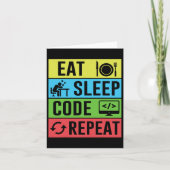 Eet Slaapcode Herhaal Grappig Programmeren Terug n Kaart (Voorkant)