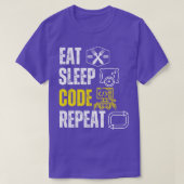 Eet slaapcode herhalen grappige codering liefhebbe t-shirt (Design voorkant)