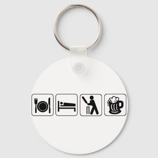 Eet, slaapcricket, bier. Funny design cricketers Sleutelhanger (Voorkant)