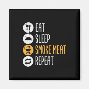 Eet Slaapgrillvlees Herhaal BBQ Rbecue Grill Manne Magneet