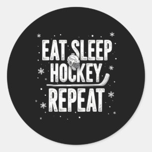 Eet Slaaphockey Herhaal Grappige Vakantie Winter S Ronde Sticker