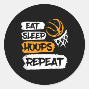Eet Slaaphoepels Herhaal Basketbal Gezegde a Ronde Sticker