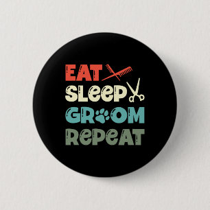 Eet Slaapkamer Herhaal Bont Artist Dog Groomer Ronde Button 5,7 Cm