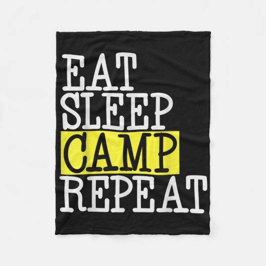 Eet Slaapkamp Herhaal - Camping Camper Grappige Qu Fleece Deken (Voorkant)