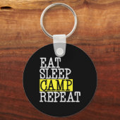 Eet Slaapkamp Herhaal - Camping Camper Grappige Qu Sleutelhanger (Voorkant)