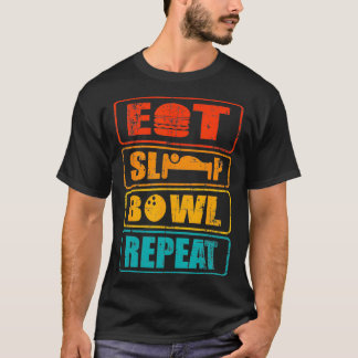 Eet slaapkom herhalen bowling toernooi ontwerp t-shirt