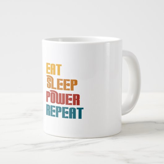 Eet slaapkracht herhaal grappig grote koffiekop (Voorkant rechts)