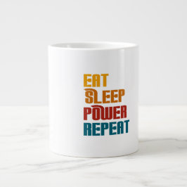 Eet slaapkracht herhaal grappig grote koffiekop