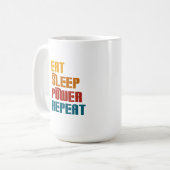 Eet slaapkracht herhaal grappig koffiemok (Voorkant links)