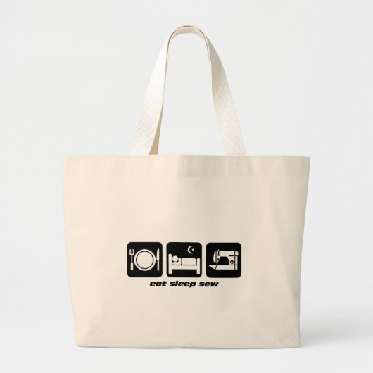 Eet-slaapnaad Grote Tote Bag (Voorkant)