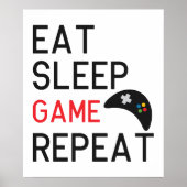 Eet slaapspel, herhaal woordgamers poster (Voorkant)