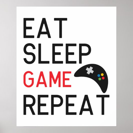 Eet slaapspel, herhaal woordgamers poster (Voorkant)