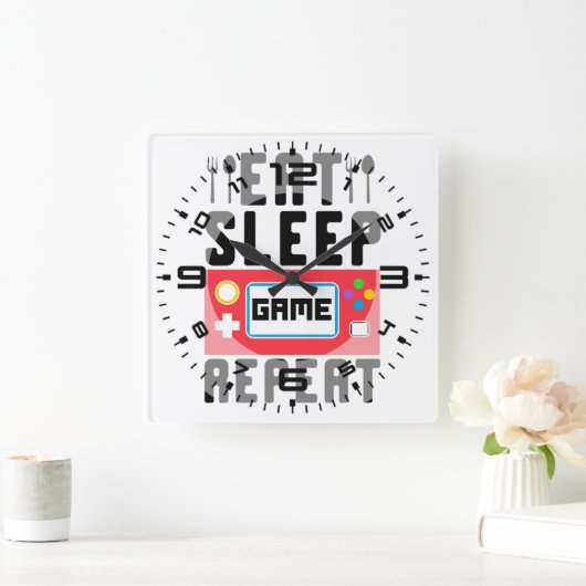 Eet-slaapspel-herhaling Vierkante Klok (Huis)