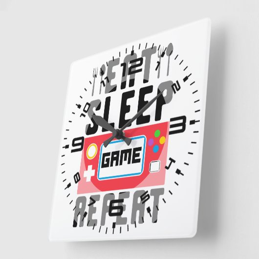 Eet-slaapspel-herhaling Vierkante Klok (Hoek)