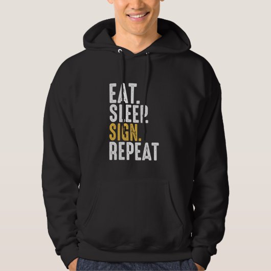 Eet Slaapteken Herhaal Gebarentaal Hoodie (Voorkant)