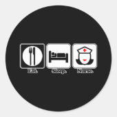 Eet slaapverpleegster ronde sticker (Voorkant)