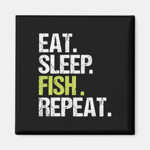 Eet Slaapvis Herhaal Shirt Gevist Visser Angl Magneet