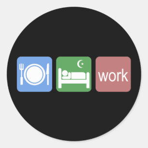 Eet-slaapwerk Ronde Sticker