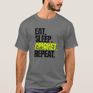 EET SLAPEN CRICKET HERHAAL Sport T-shirt