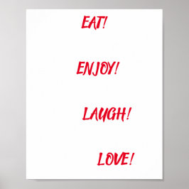 EET! SLUIT! LAUGH! HOUD! Poster prijsopgave