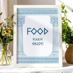 'Eet smakelijk' bord met blauwe zuilen Poster