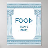 'Eet smakelijk' partybord met blauwe zuilen Poster (Voorkant)