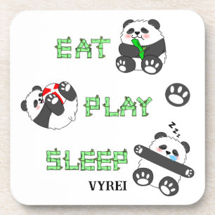 Eet Speel Slaap Schattige Baby Panda Comfortabel L Bier Onderzetter