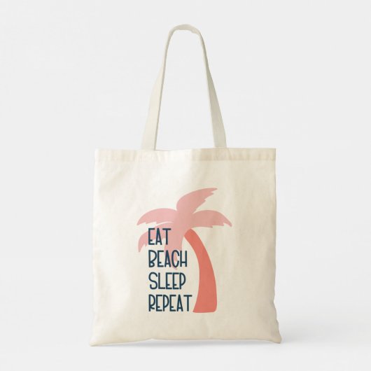 Eet Strand Slaap Herhaal Waterverf Palmboom Tote Bag (Achterkant)