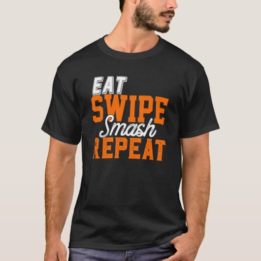 Eet Swipe Smash Online Single Dating PY Funny Fra T-shirt (Voorkant)