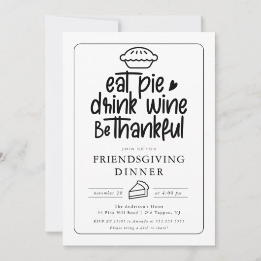 Eet taart Friendgiving diner Kaart (Voorkant)