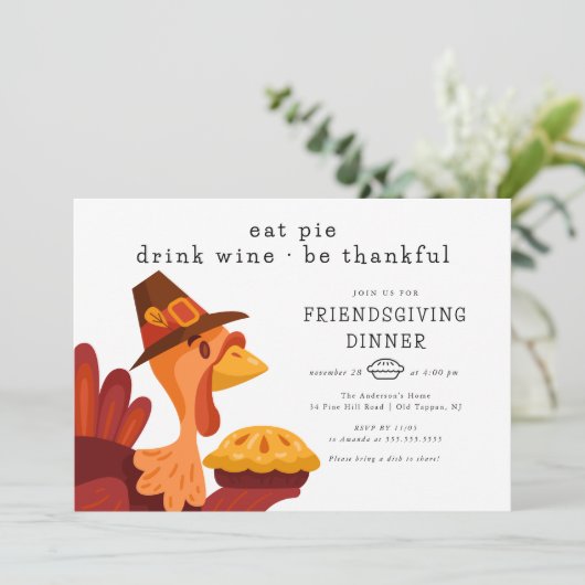 Eet taart Friendgiving diner Kaart (Staand voorkant)