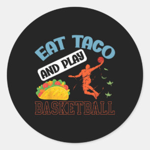 Eet taco en speel bysketbyll Mexico Cinco de Mayo Ronde Sticker