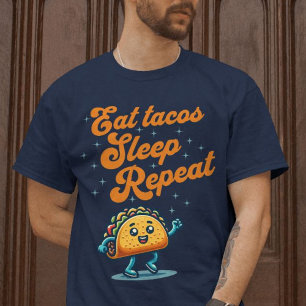 Eet Tacos Slaap Herhaal Funny Foodie Taco Shirt