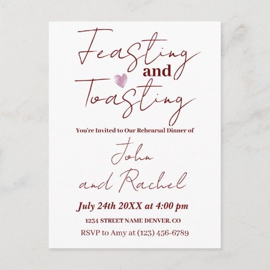 Eet- & toastrepetitie diner minimalistisch briefkaart (Voorkant)