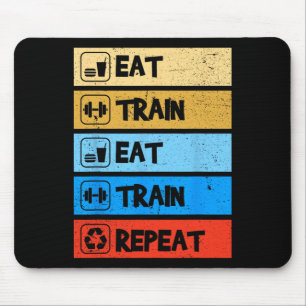 Eet Train Herhaal Kracht Sporten Gym Grappig Bodyb Muismat