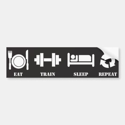 Eet, train, slaap, herhaal bumpersticker (Voorkant)