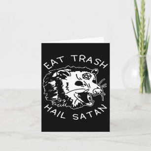 Eet Trash Hail Satan die overeenkomt met de kerstp Kaart
