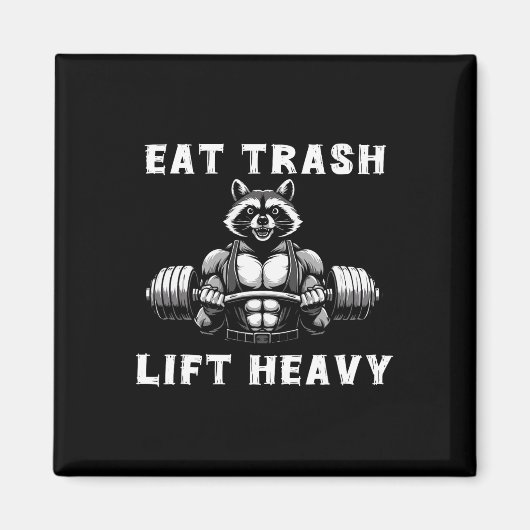 Eet Trash Lift Zware Racoon Lifting Gym Fitness Wo Magneet (Voorkant)