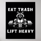 Eet Trash Lift Zware Racoon Lifting Gym Fitness Wo Poster (Voorkant)