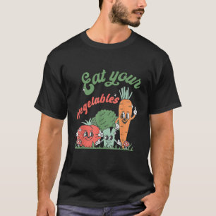Eet uw groenten boeren retro markt groente t-shirt