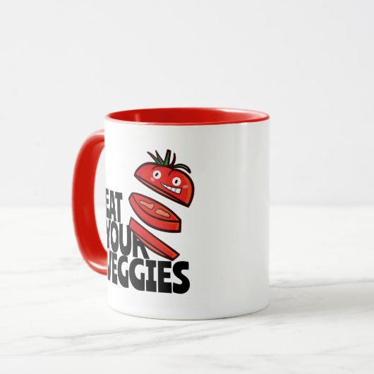 Eet uw groenten - Tomatversie Mok (Voorkant links)