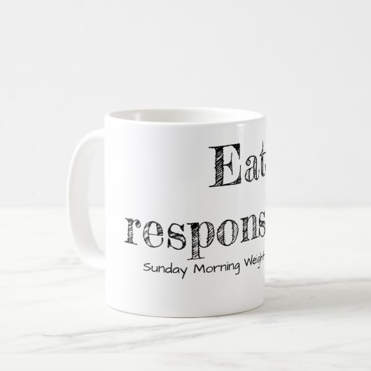 Eet verantwoord. Mok (Voorkant links)