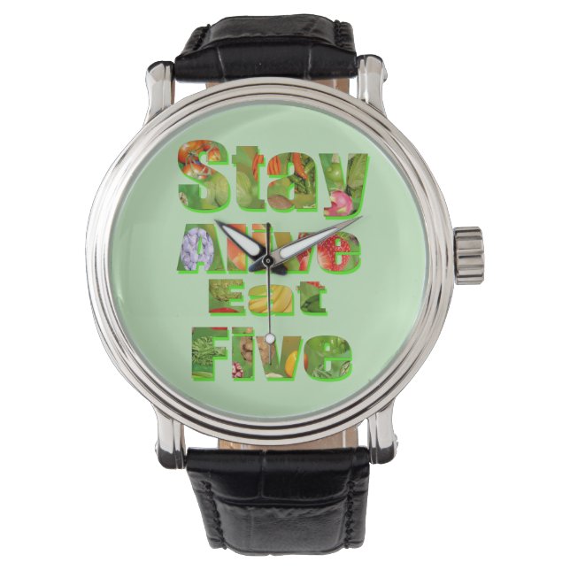 eet vijf groenten en fruit per dag, horloge (Voorkant)