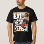 Eet vlees Herhaal Carnivoor Ketovore Keto Grappig  T-shirt (Voorkant)