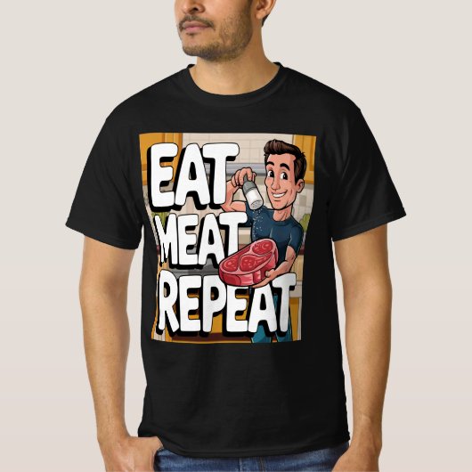 Eet vlees Herhaal Carnivoor Ketovore Keto Grappig T-shirt (Voorkant)