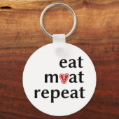 Eet vlees Herhaal Grappige Carnivoor sleutelhanger (Voorkant)