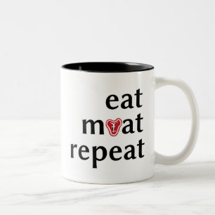 Eet vlees herhaal grappige karnivore koffie mok