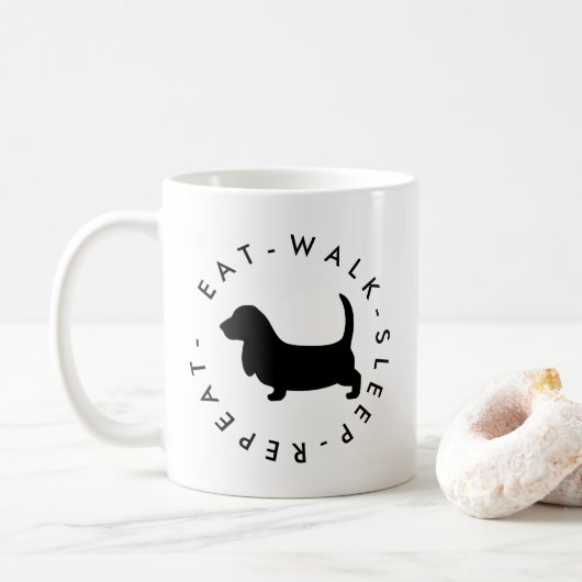 Eet wandeling gebreid herhaal worst hond cadeau koffiemok (Met donut)